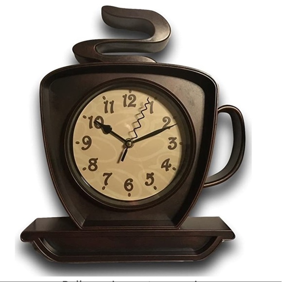 Coffee Cup Cappuccino Clock Battery Operated Wall Clock or Freestanding Brown - Picture 2 of 16
